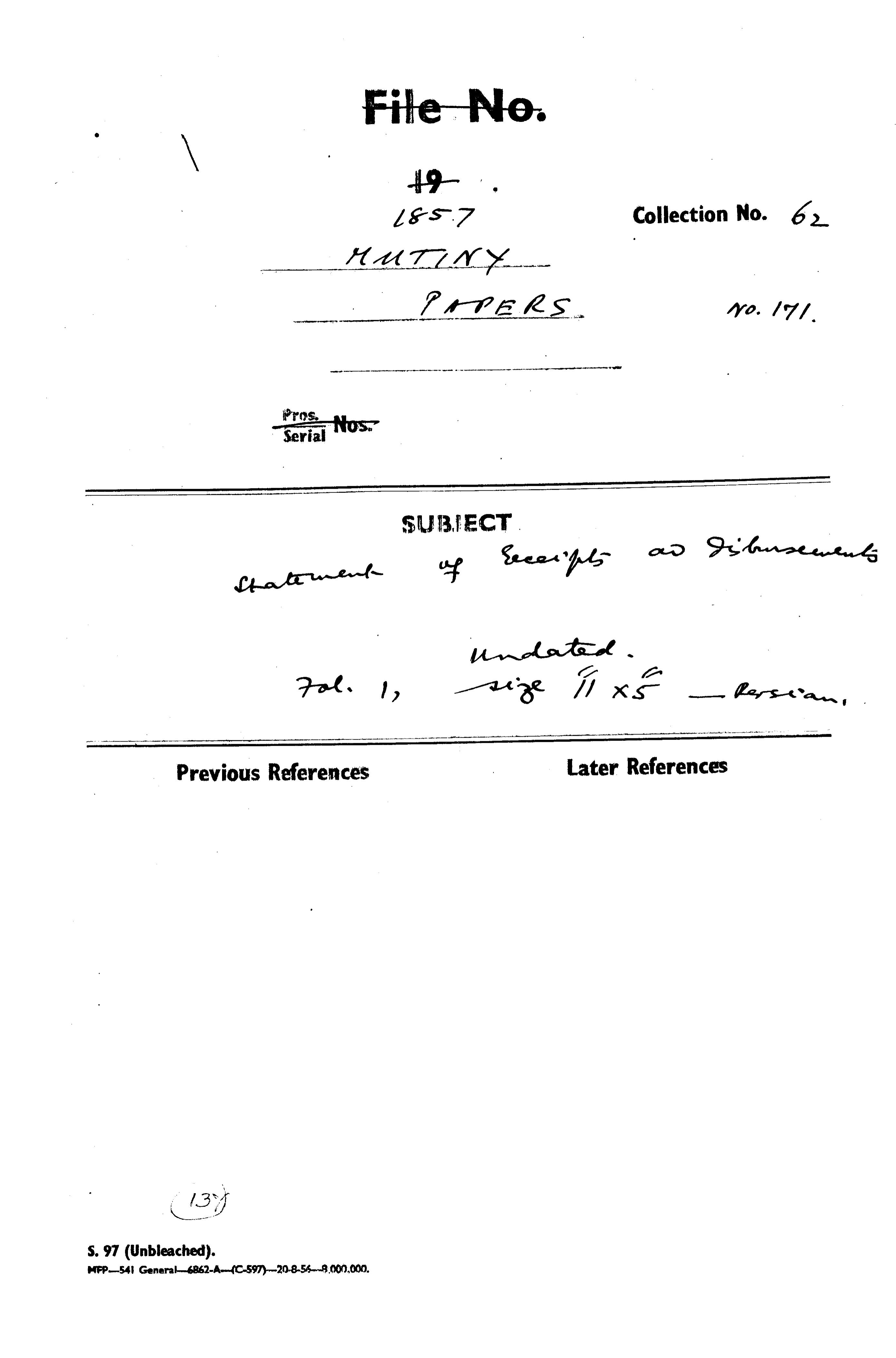 Statement of Receipts as Imbursements.