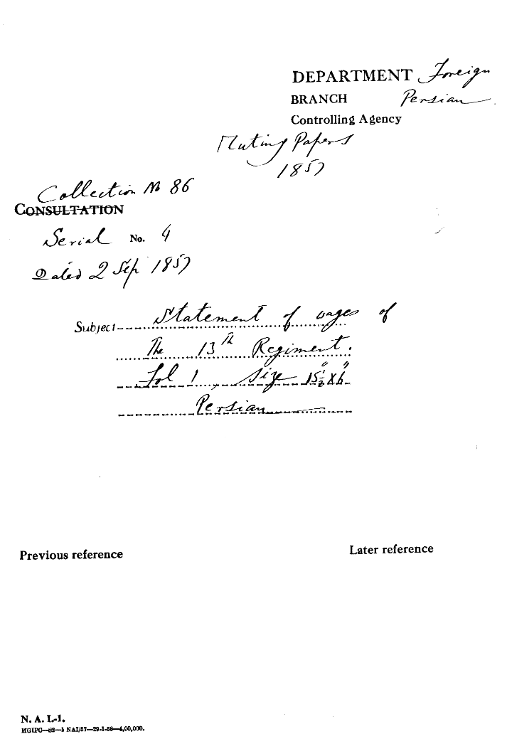 Statement of Wages of the 13th Regiment.