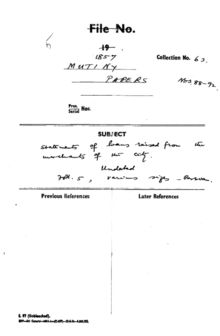 Statements of Loans ------ From the Merchants of the City