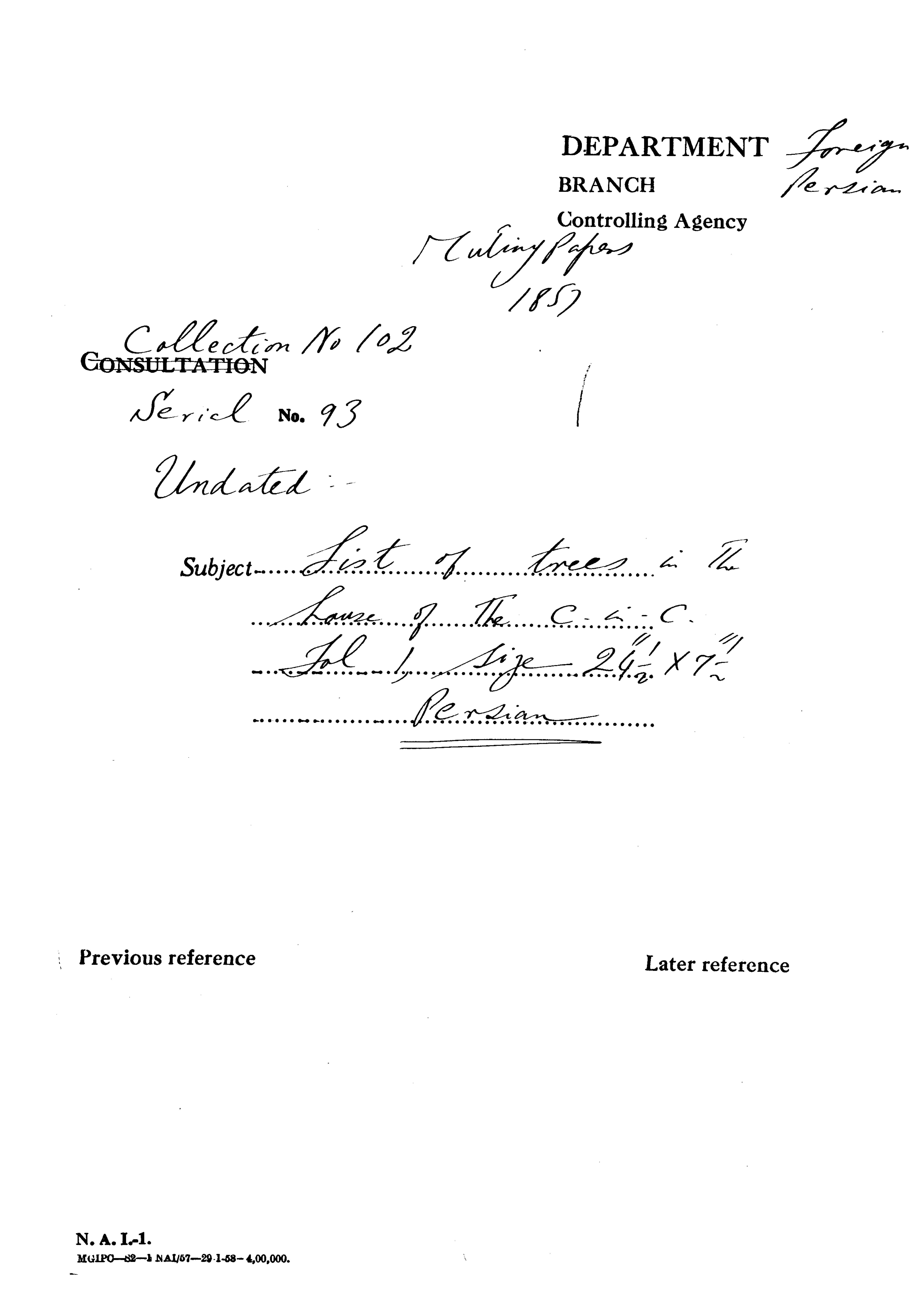 Statements of Salaries of Employees Working In the office of C-in-C (Mirza Mughal)  and Other Places