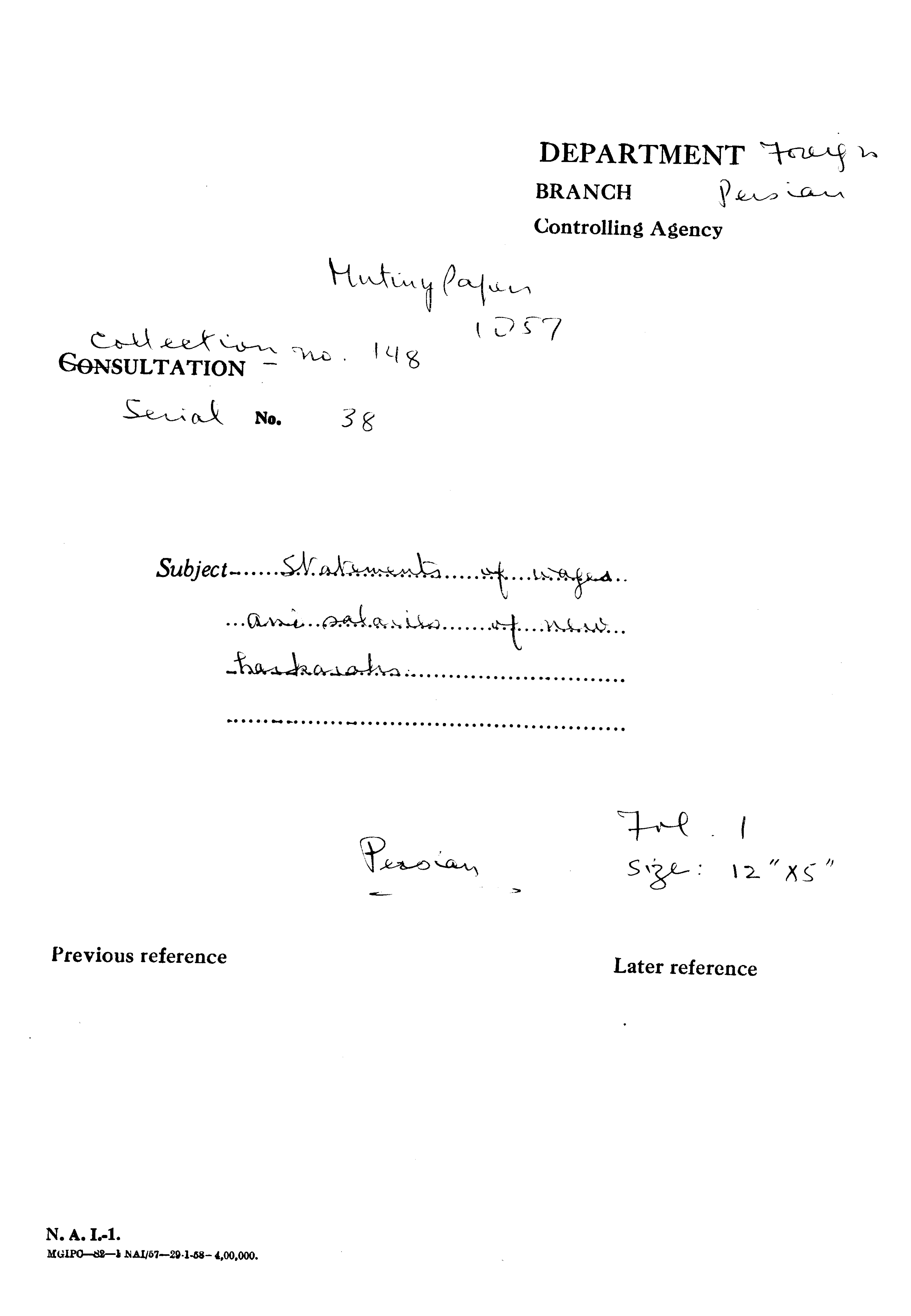 Statements of Wages and Salaries of New Hawkers II (Delhi)