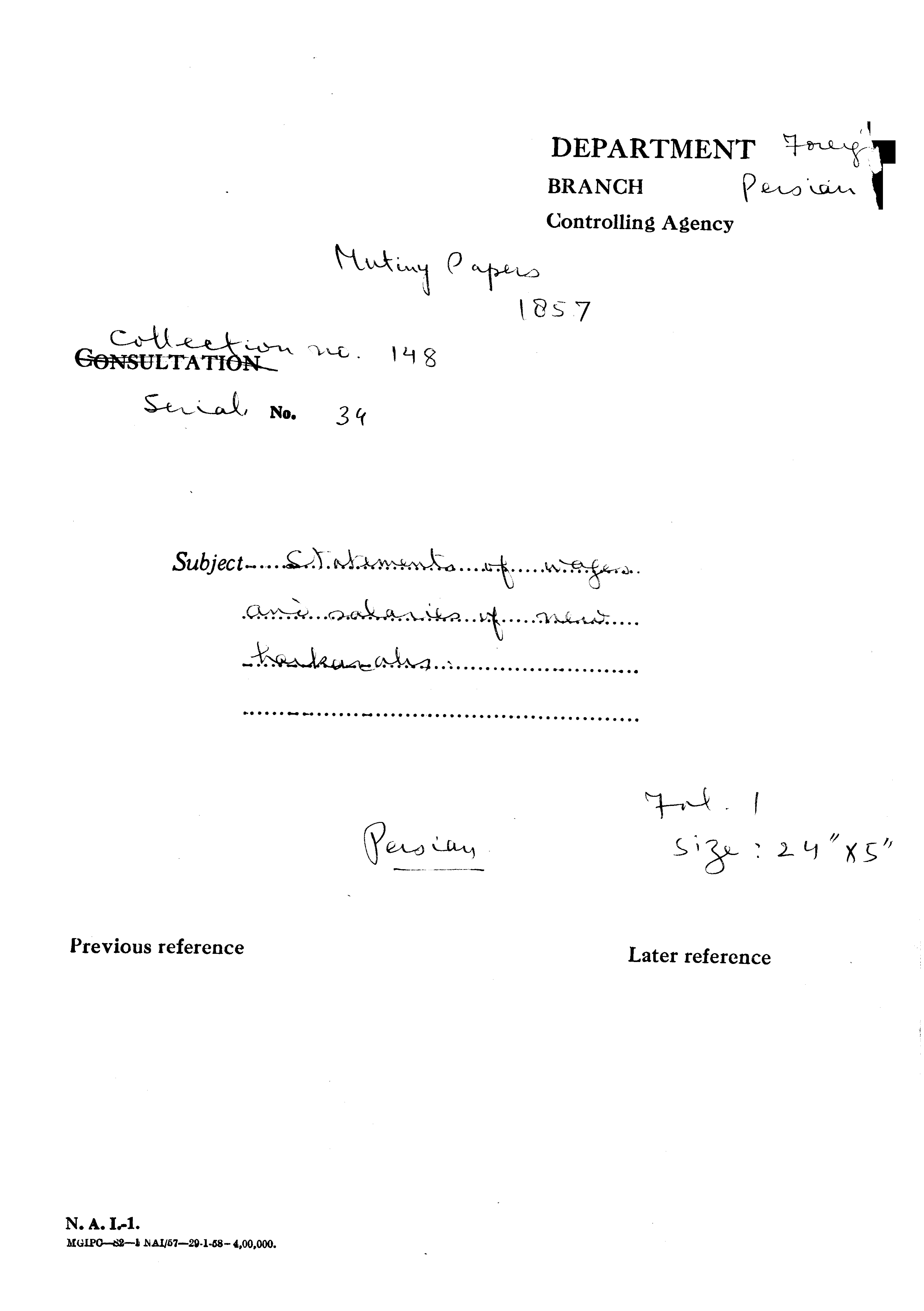 Statements of Wages and Salaries of New Hawkers (Delhi)
