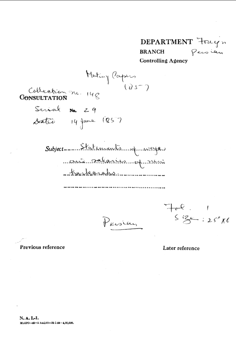 Statements of Ways and Salaries of New Hawkers