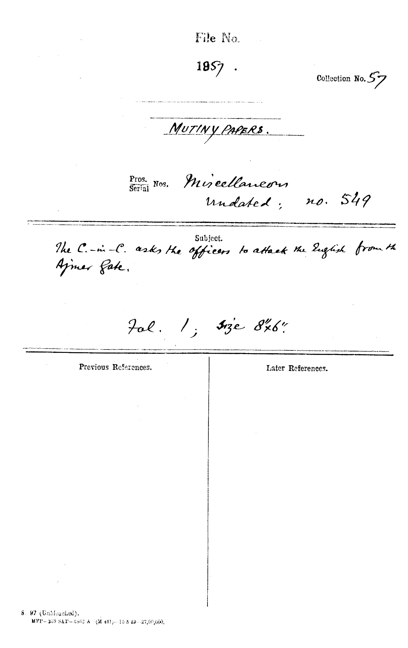 The C-in-C (Mirza Mughal) asks the officers to attack the English From the Ajmer Gate.