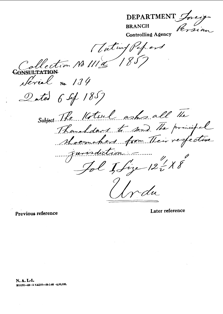 The Kotwal asks all the Thanahdar to Send the Principal Shoemakers From their Respective Jurisdiction.