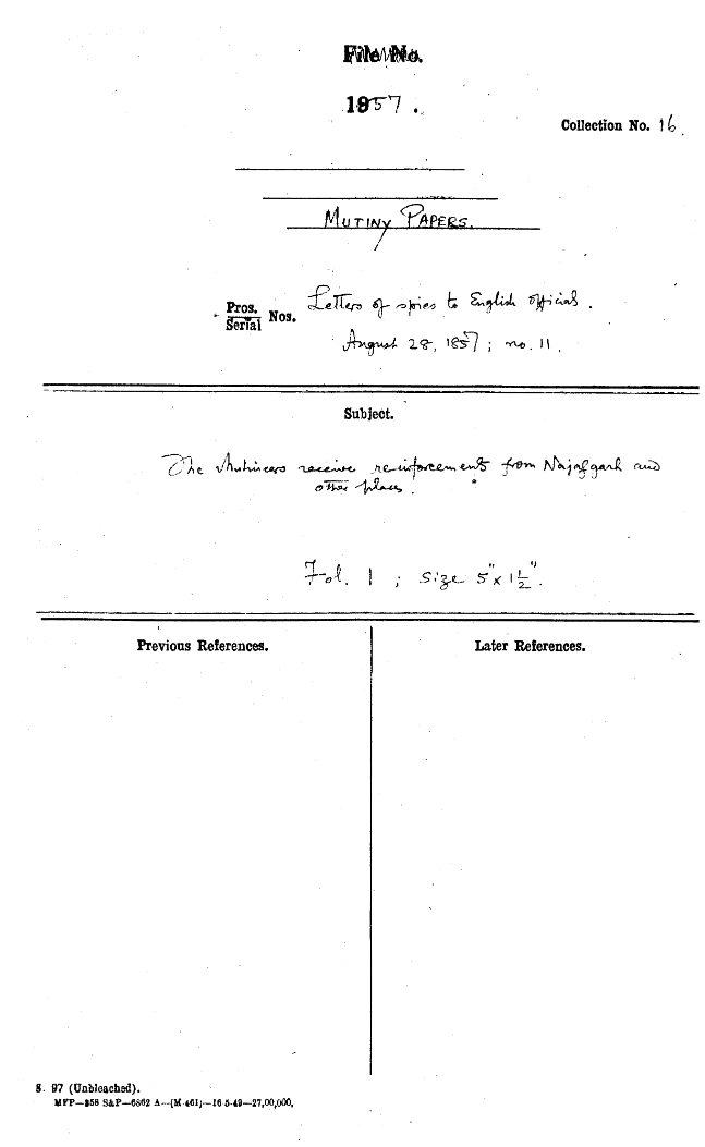 The Mutineers Receive Reinforcements From Najafgarh Other Place.