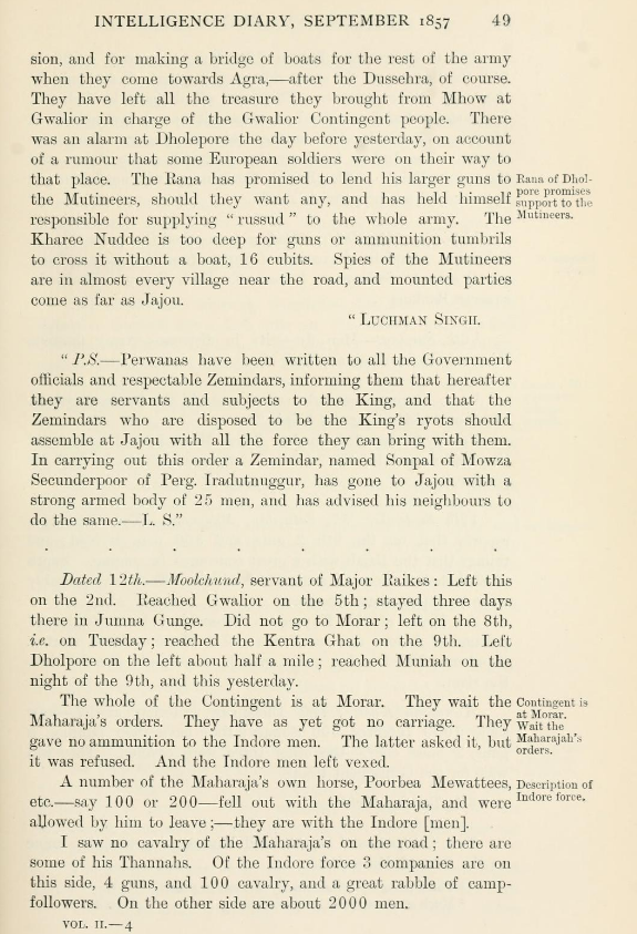 The Shahzada Firuz Shah was at the Ghat last night and the Nawab had come on this side.