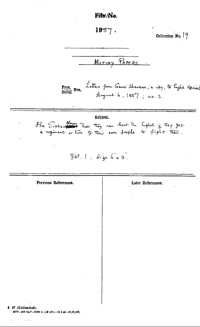 The Sikhs Claim that they Can Beat the English If they Get a Regiment Or Two of their Own People to Fight them.