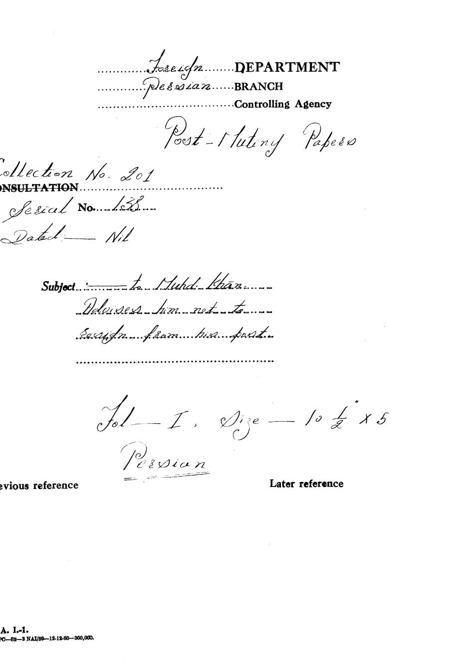 To Muhd Khan Advises him not to resign from his post.