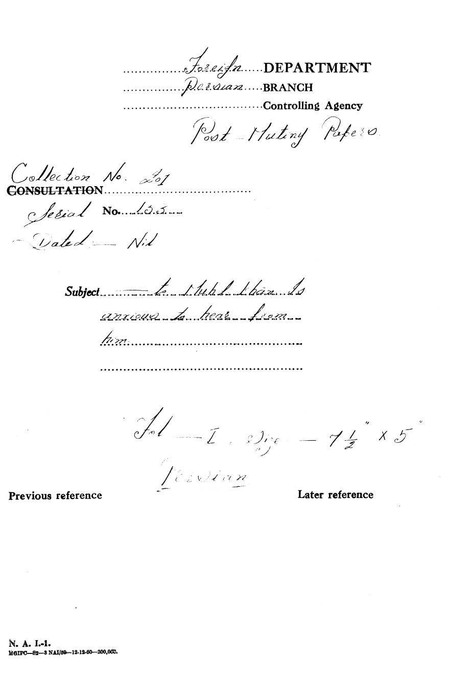 To Muhd Khan is anxious to hear from him.