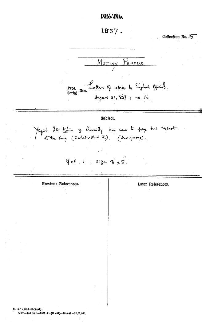 Yaqub Ali Khan of Barely has Come to Pay His Report to the Emperor (Bahadur Shah II) (Anonymous).