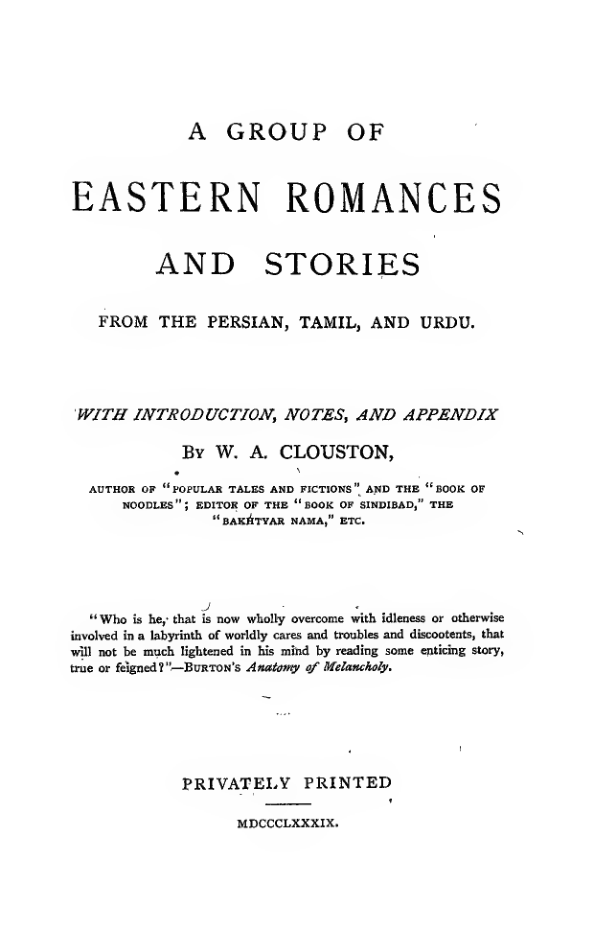 A Group of Eastern Romances And  Stories