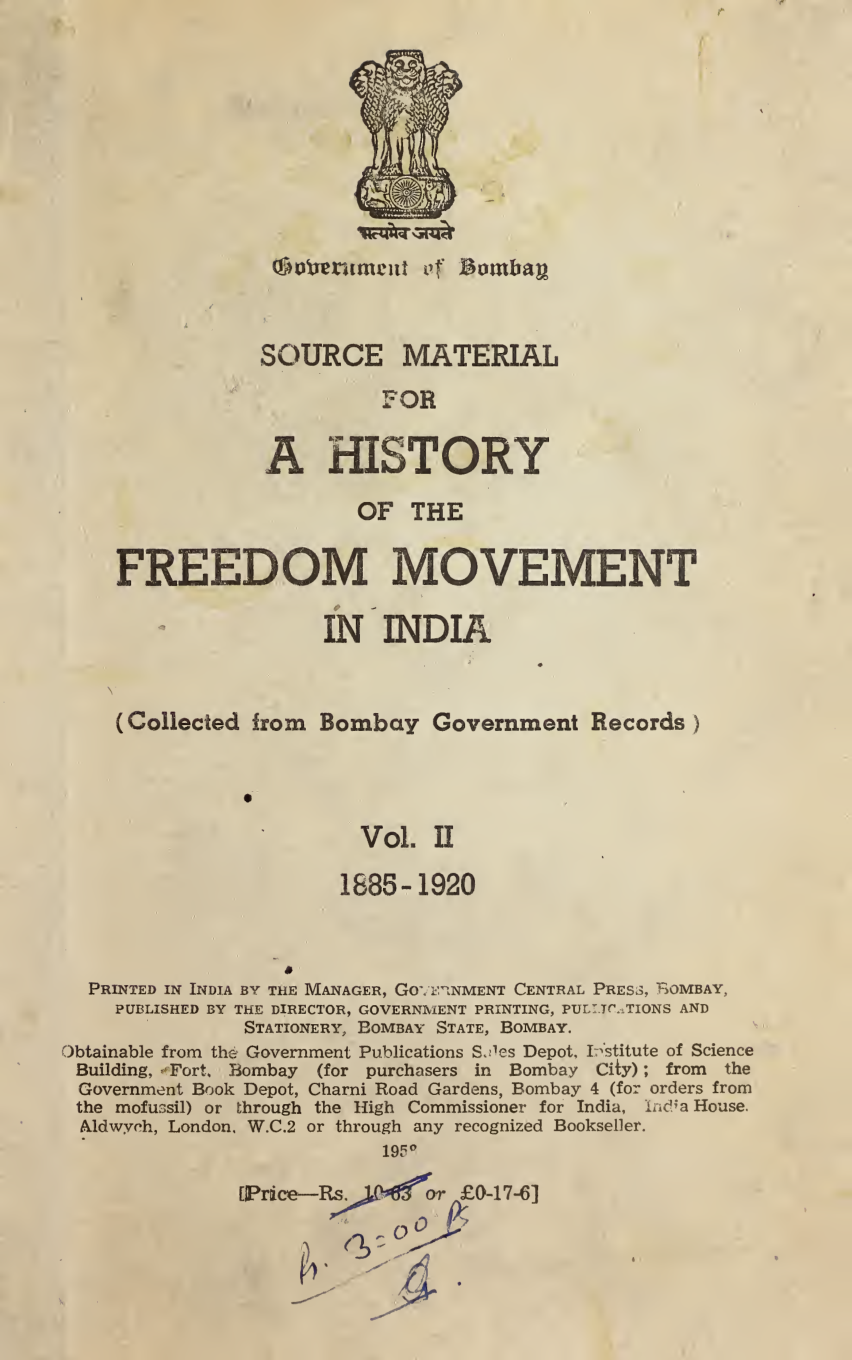 A HISTORY OF THE FREEDOM MOVEMENT IN INDIA