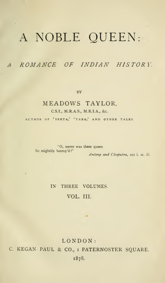 A Noble Queen - Romance of Indian history Vol 3