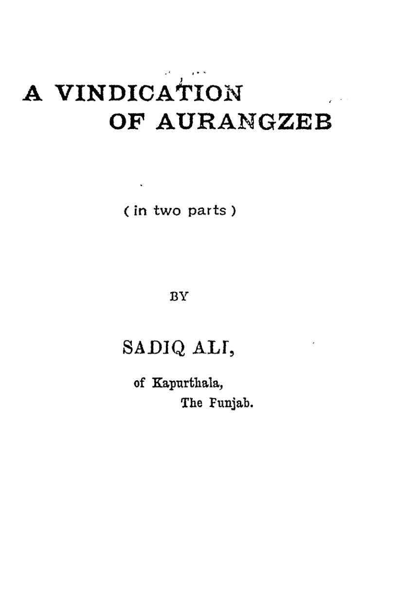 A Vindication of Aurangzeb