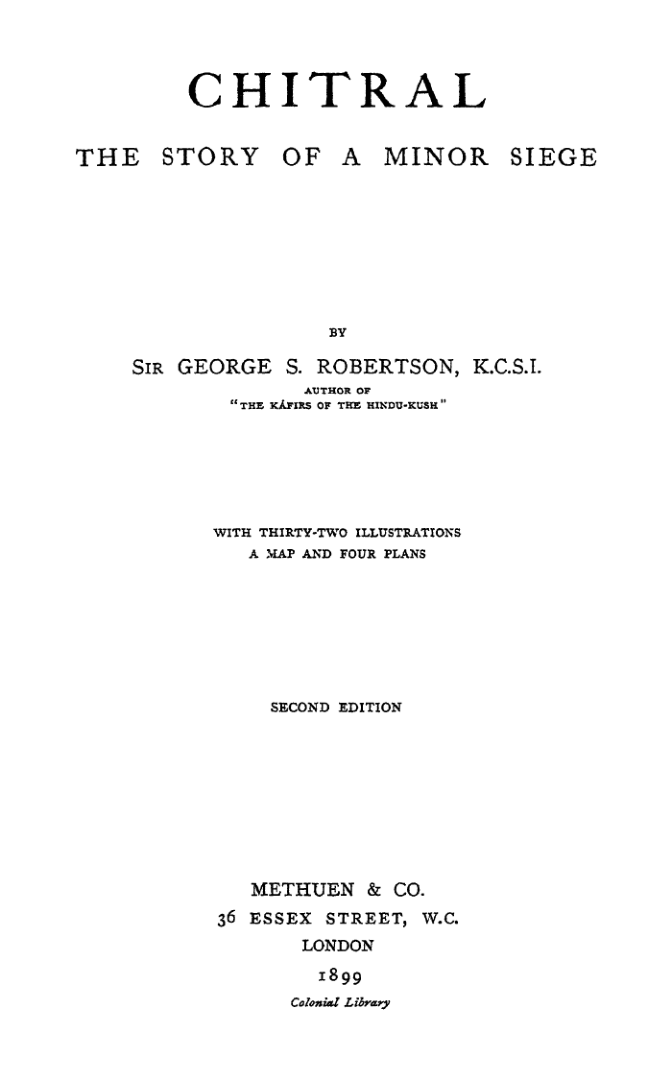 Chitral The Story Of A Minor Siege