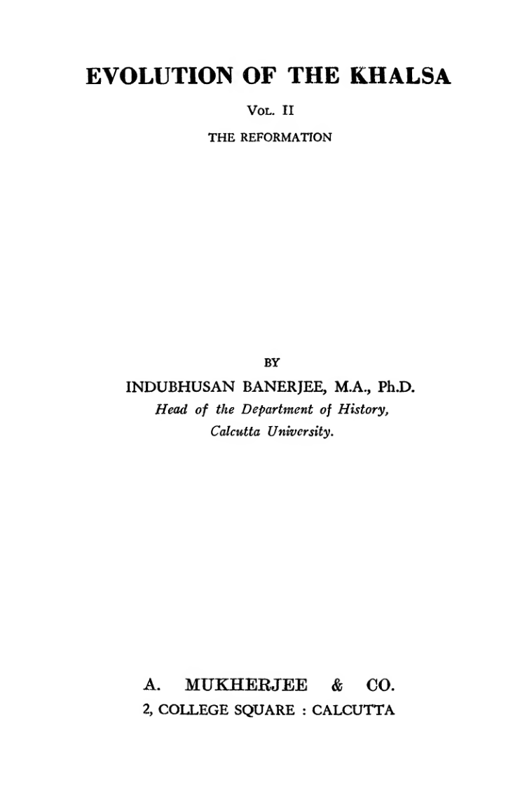 Evolution Of The Khalsa, Vol. II,Ed.1st