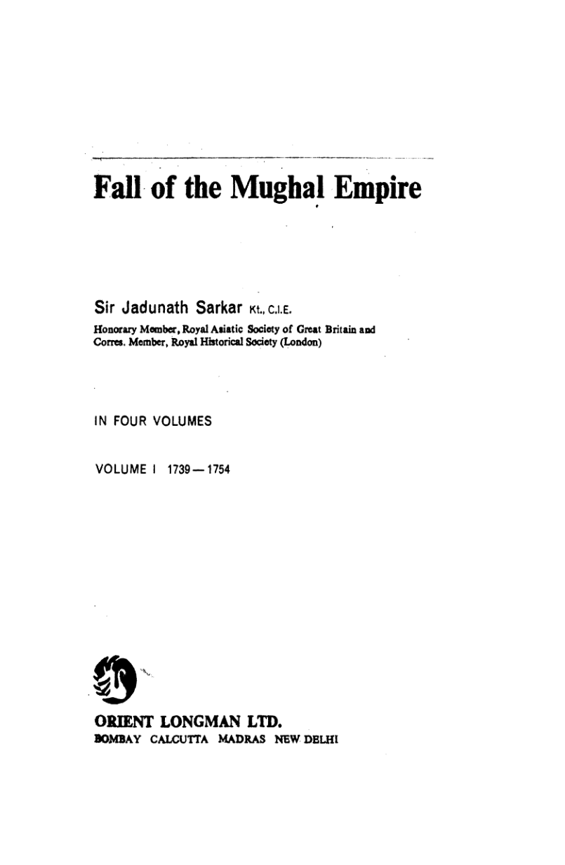 Fall Of  Mughal Empire Vol l