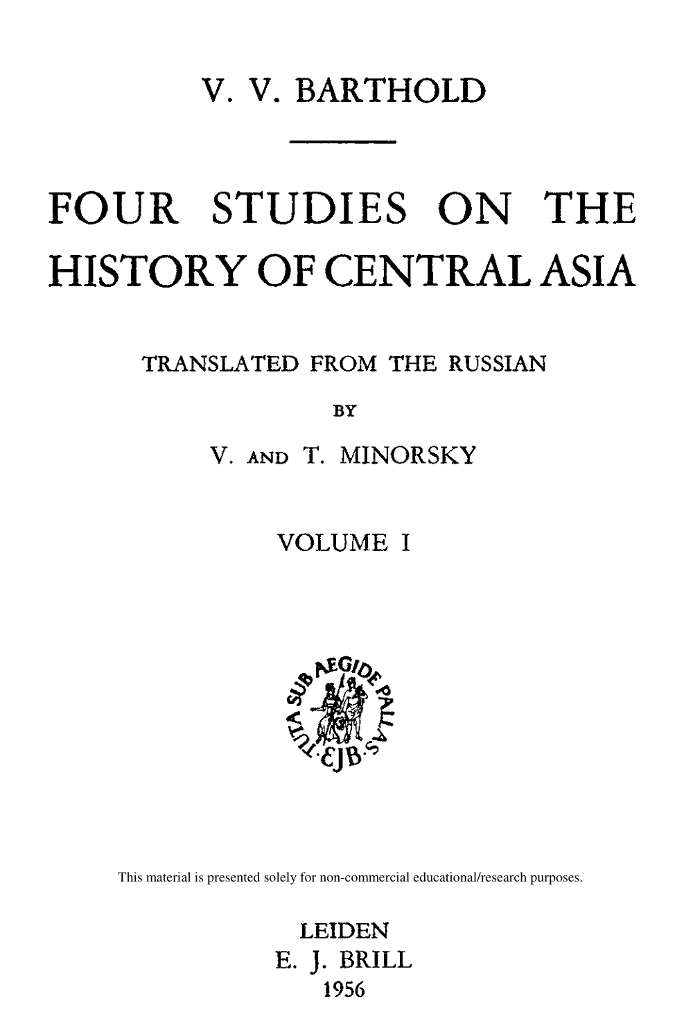 Four Studies on the History of Central Asia