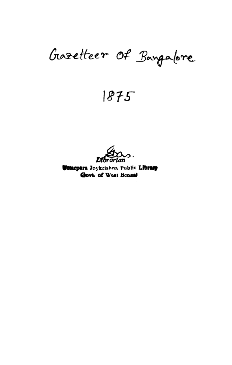 Gazetteer of Bangalore