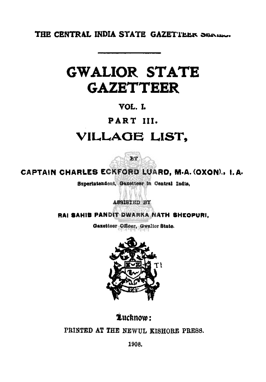 Gwalior State Gazetteer Part III