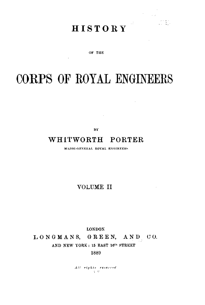 History of the Corps of Royal Engineers, Vol. II