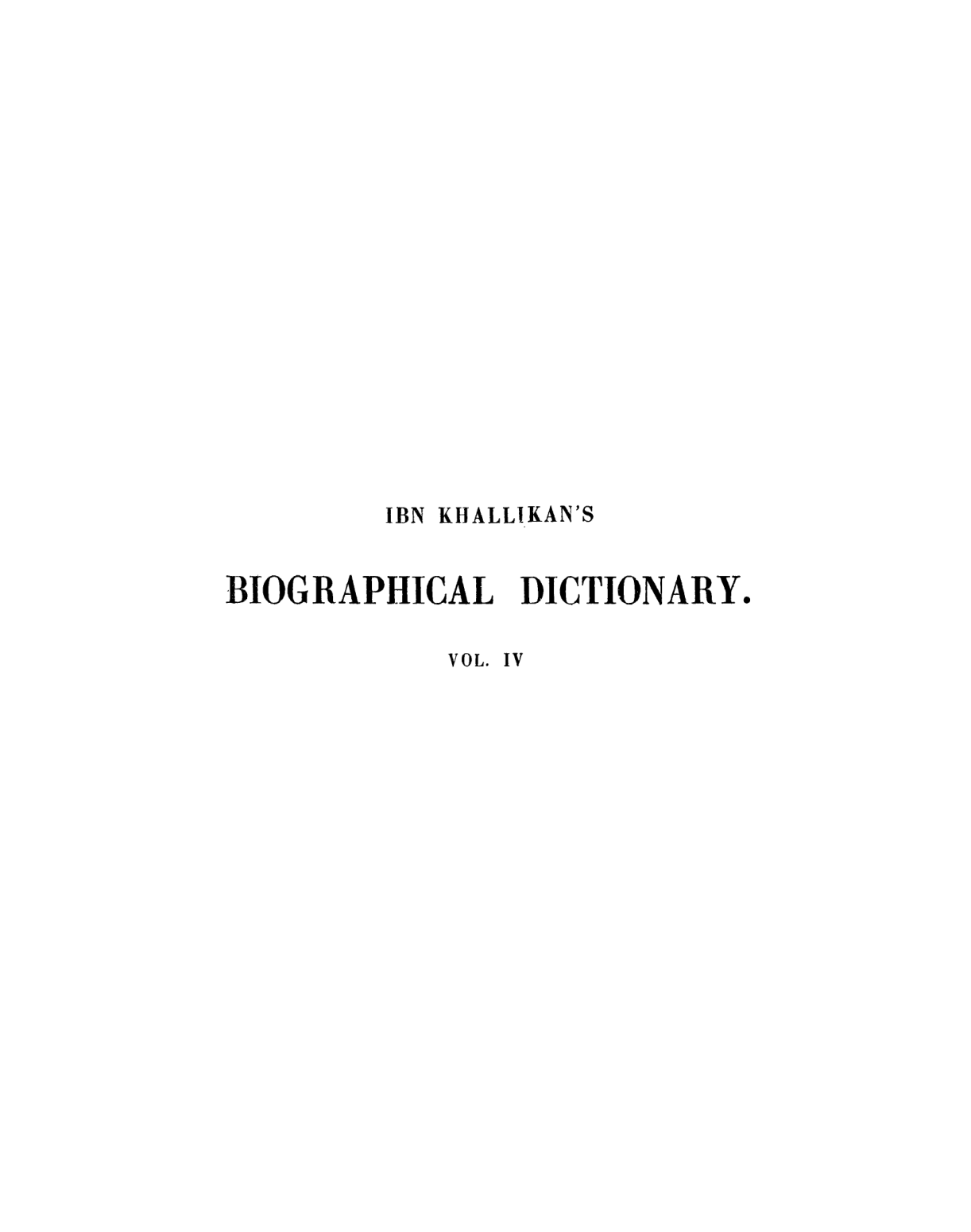 Ibn Khallikan's Biographical Dictionary Vol 4