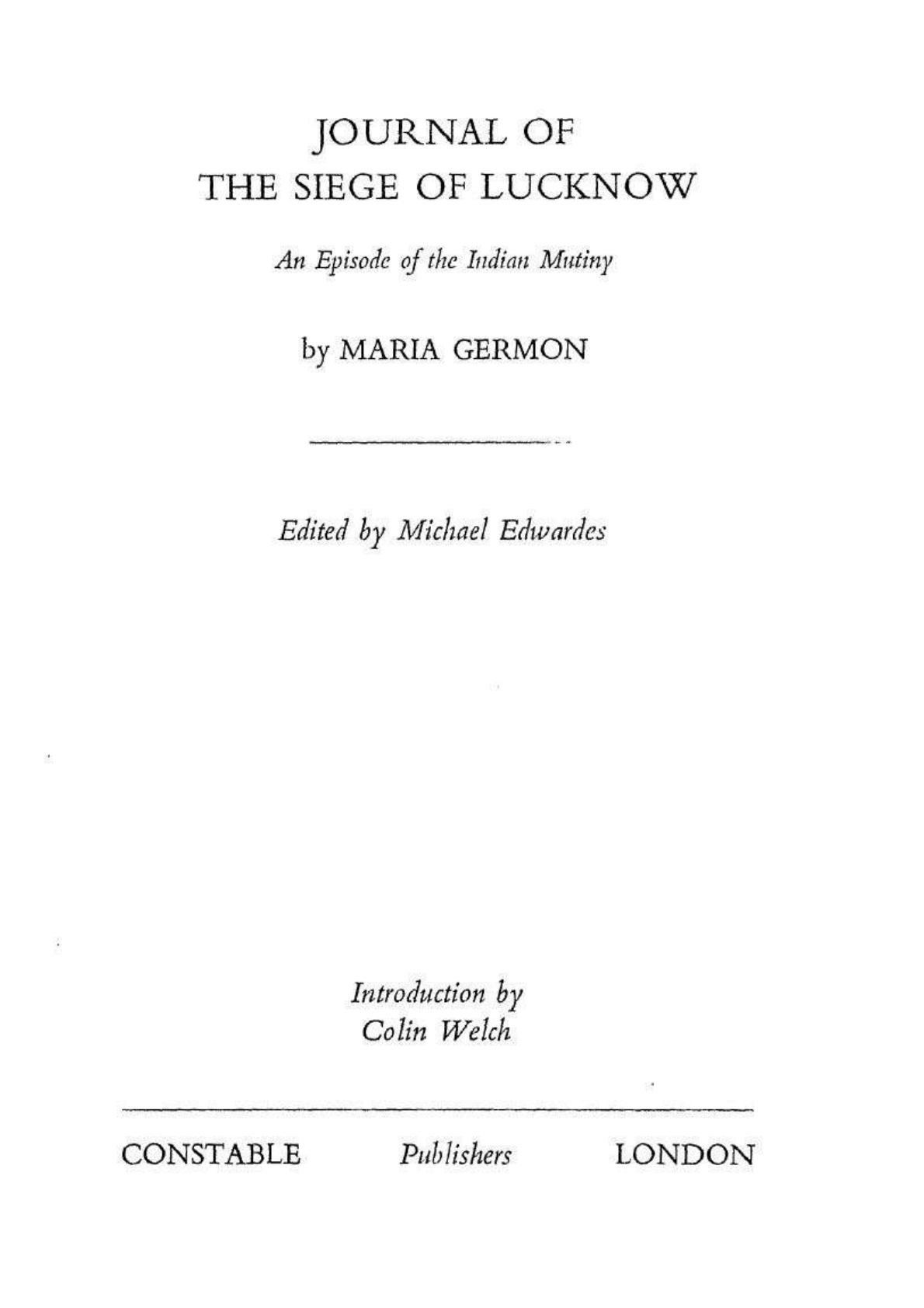 Journal of Siege for Lucknow