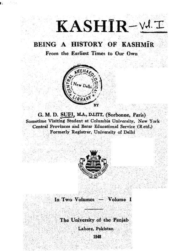 Kashir Being A History Of Kashmir I