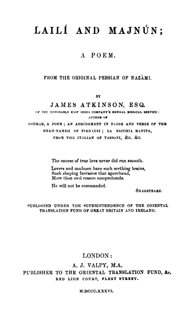 Laili and Majnun (1836)