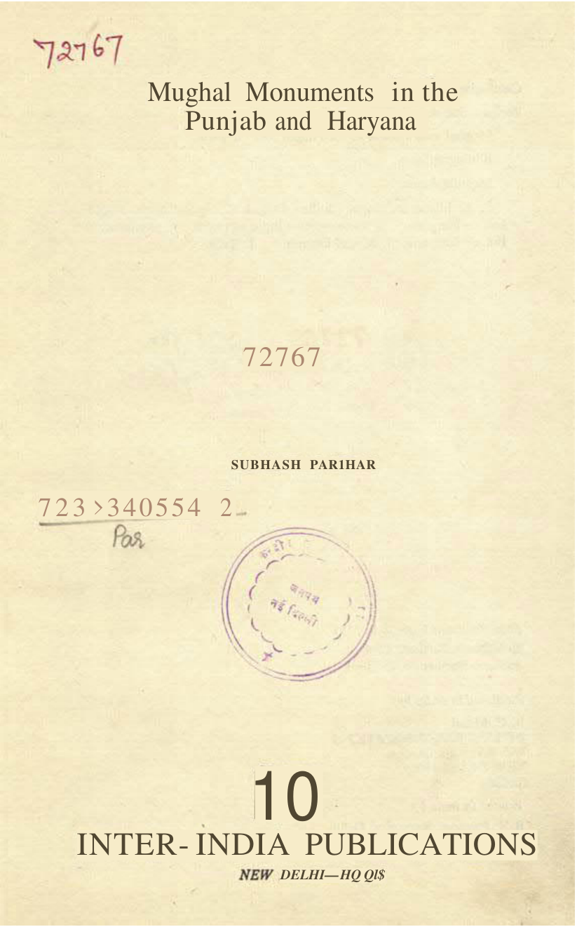 Mughal Monuments in the Punjab and Haryana