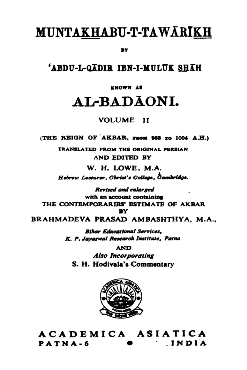 Muntakhabu-T-Tawarikh  Vol 2