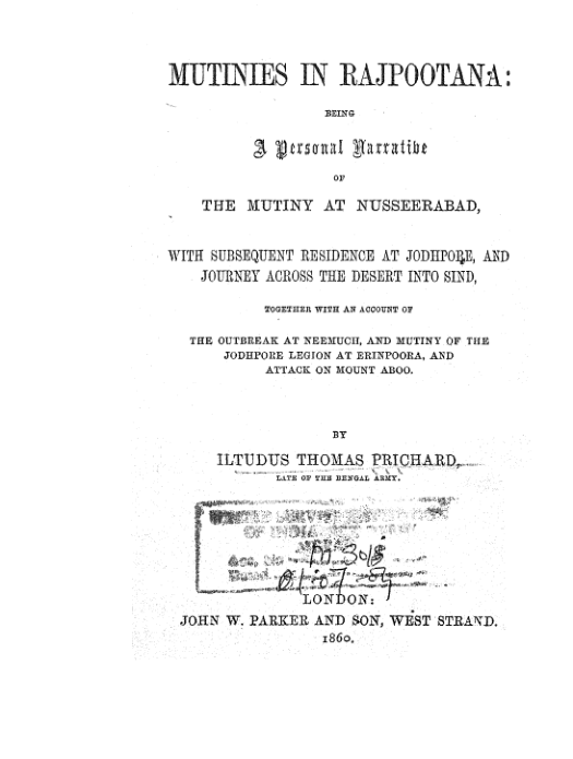 Mutinies In Rajputana: Being A Personal Narrative of The Mutiny