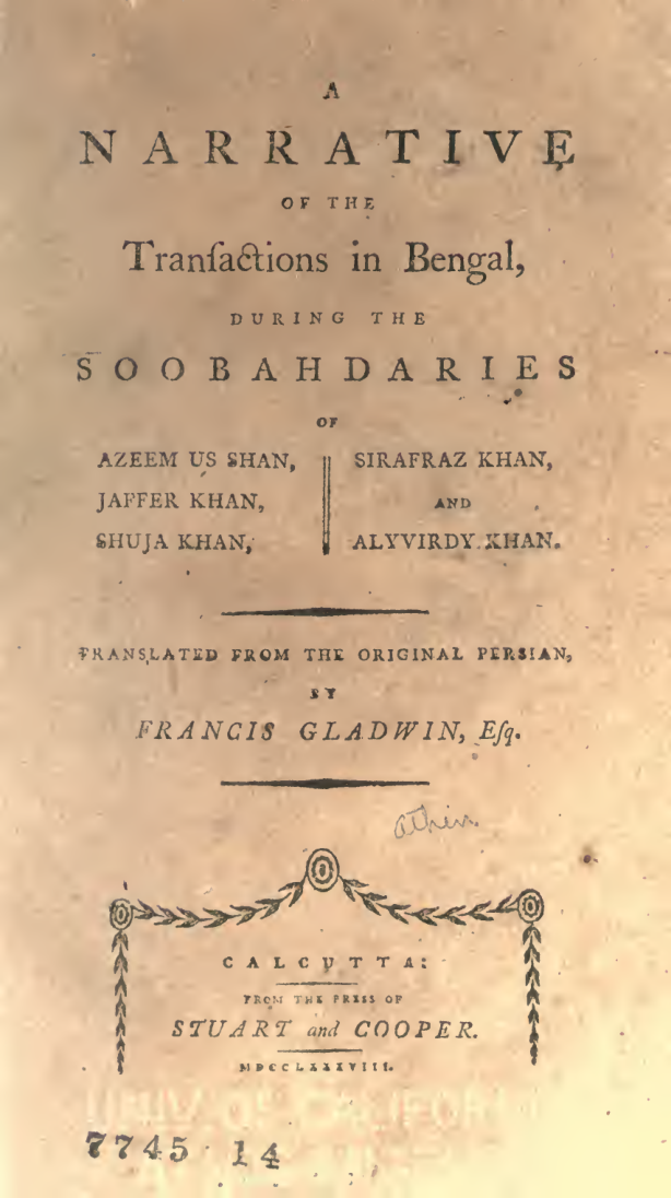 Narrative of Transactions Bengal