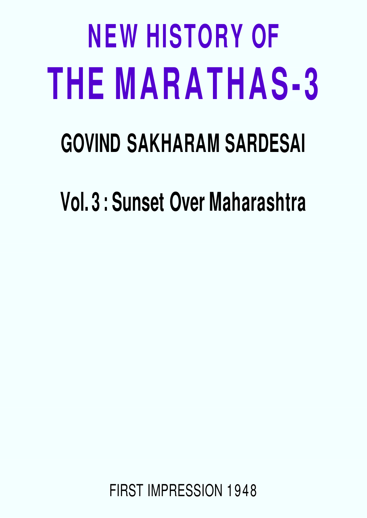 New History of Marathas, Vol - III