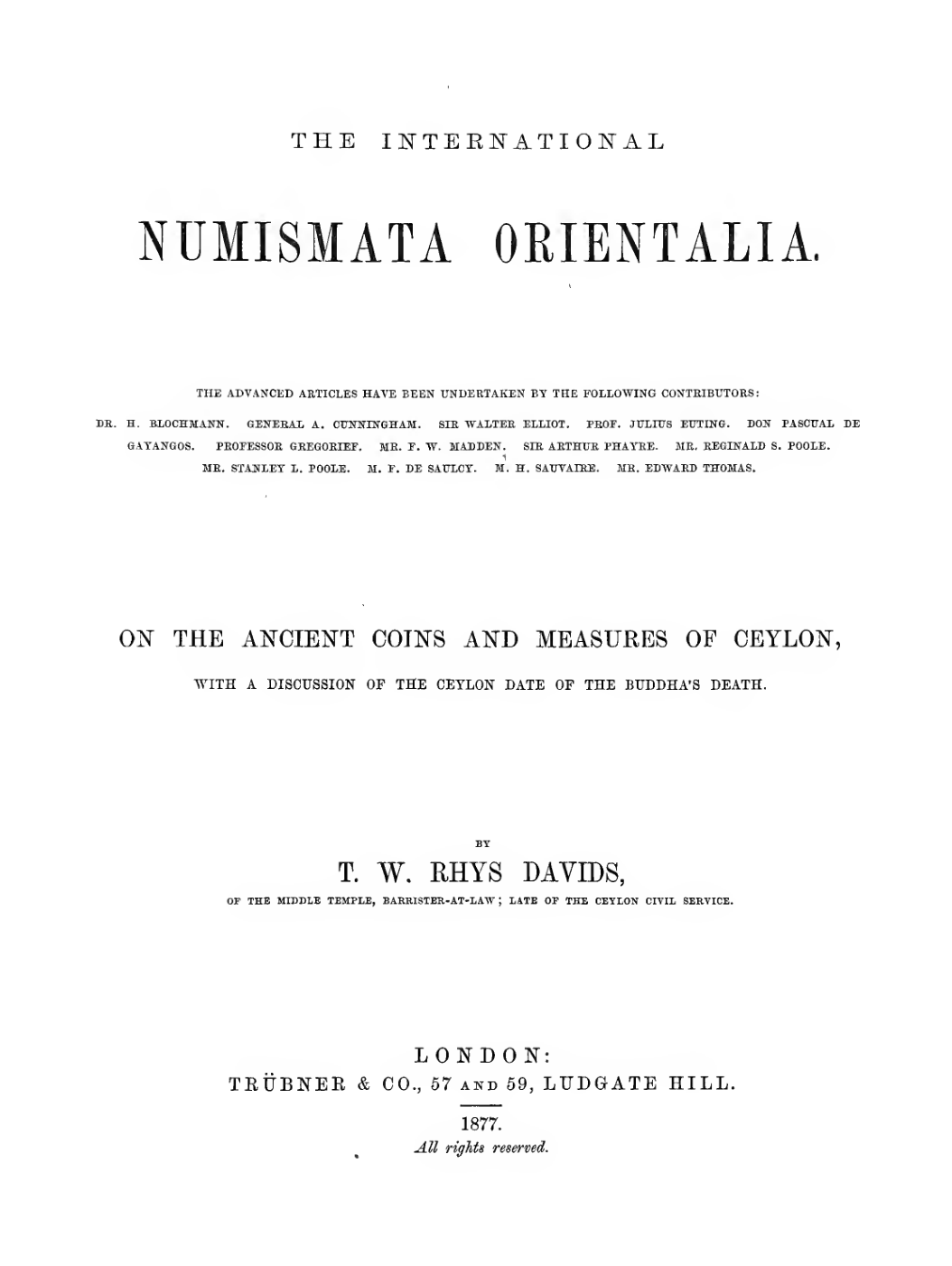 On the ancient coins and measures of Ceylon : with a discussion of the Ceylon date of the Buddha's death