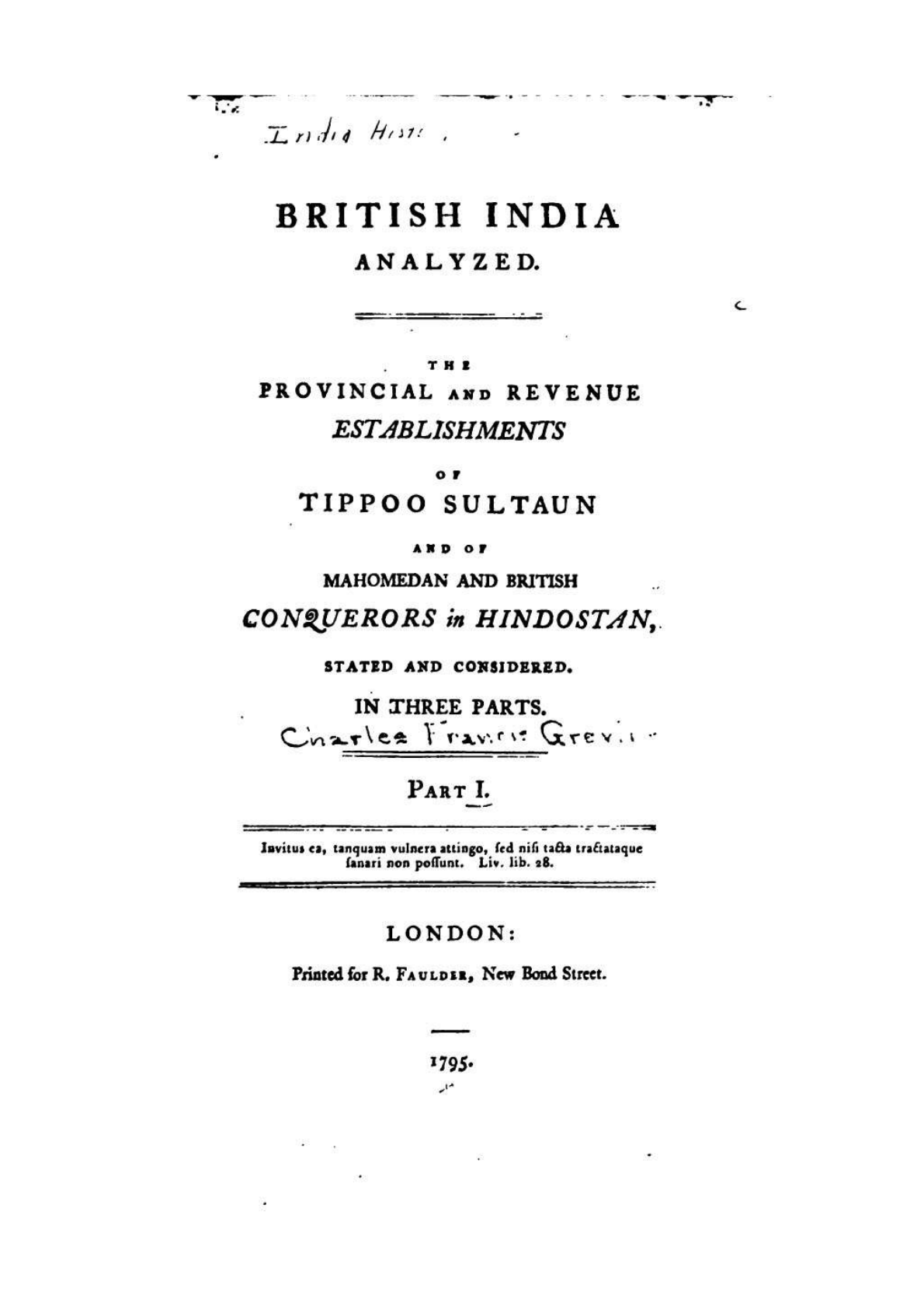 Provincial History of Tipu Sultan