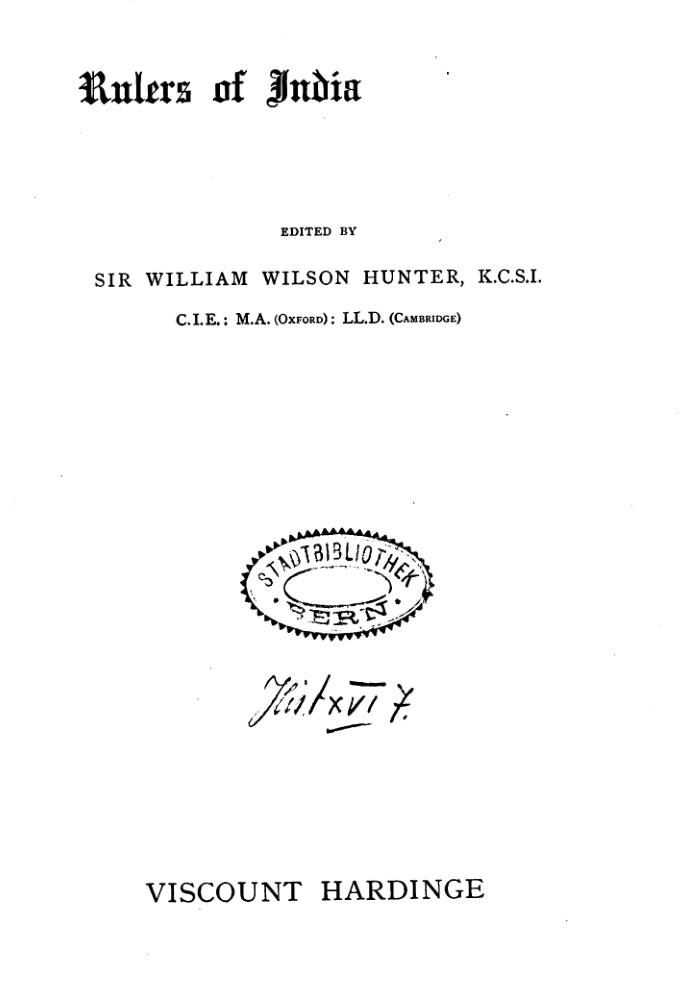 Rulers of India Viscount Hardinge Henry  By His Son and Private Secretary in India