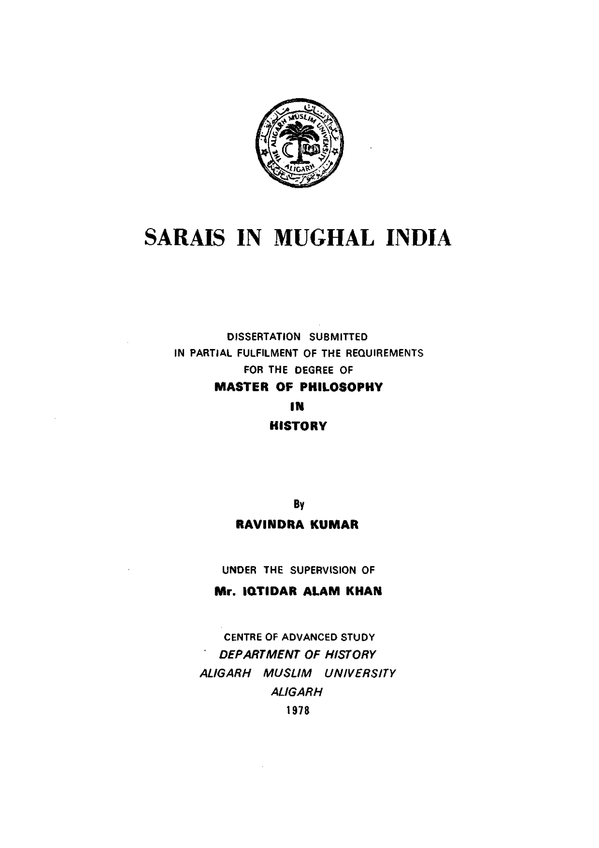 Sarais in Mughal India
