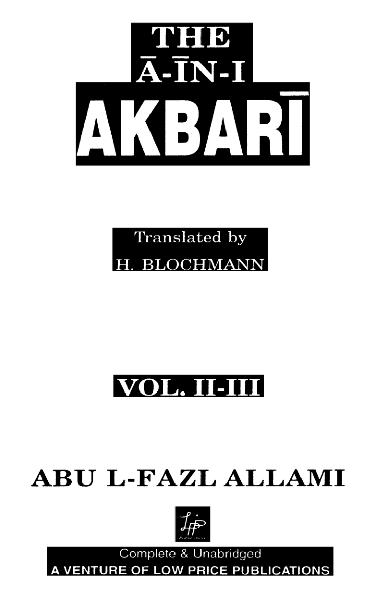 The Ain-i-Akbari Vol.2-3