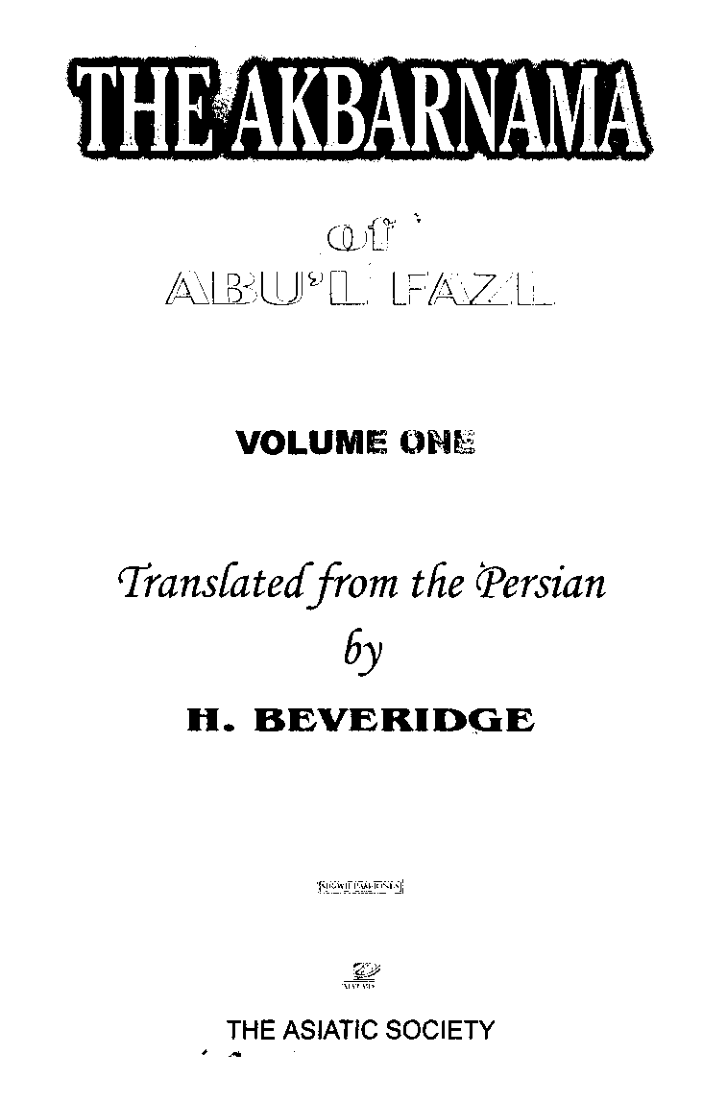 The Akbarnama Of Abul Fazl  Vol. 1