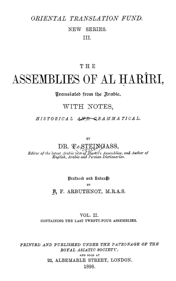 The Assemblies of Hariri Vol.2