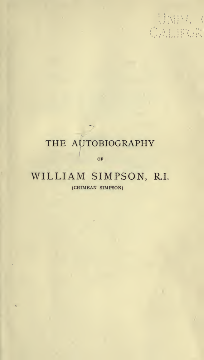 The Autobiography of William Simpson, R.I.
