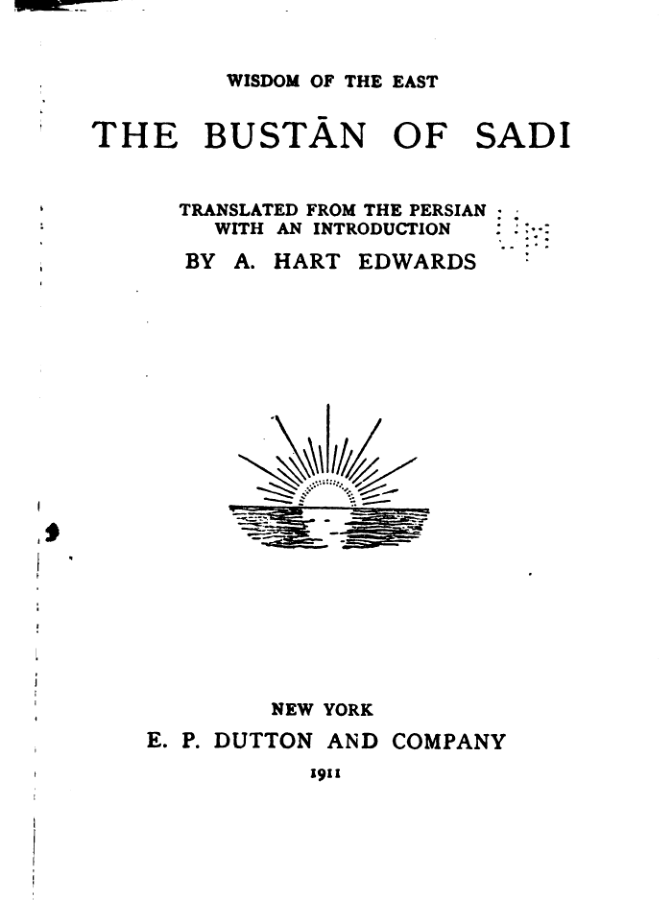 The Bustan of Sadi