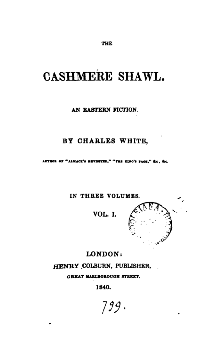 The Cashmere Shawl - An Eastern Fiction