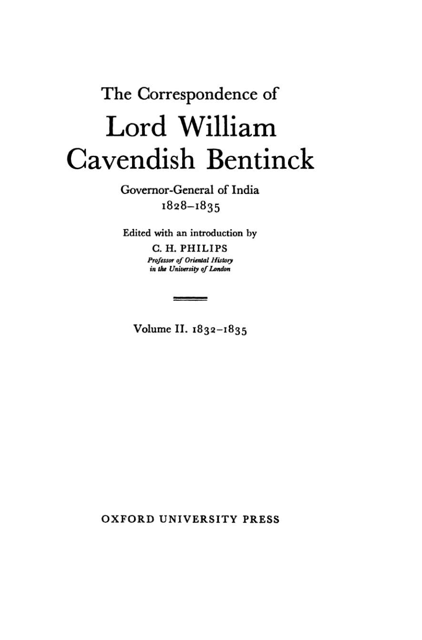 The Correspondence Of Lord William Cavendish Bentinck - Vol 2