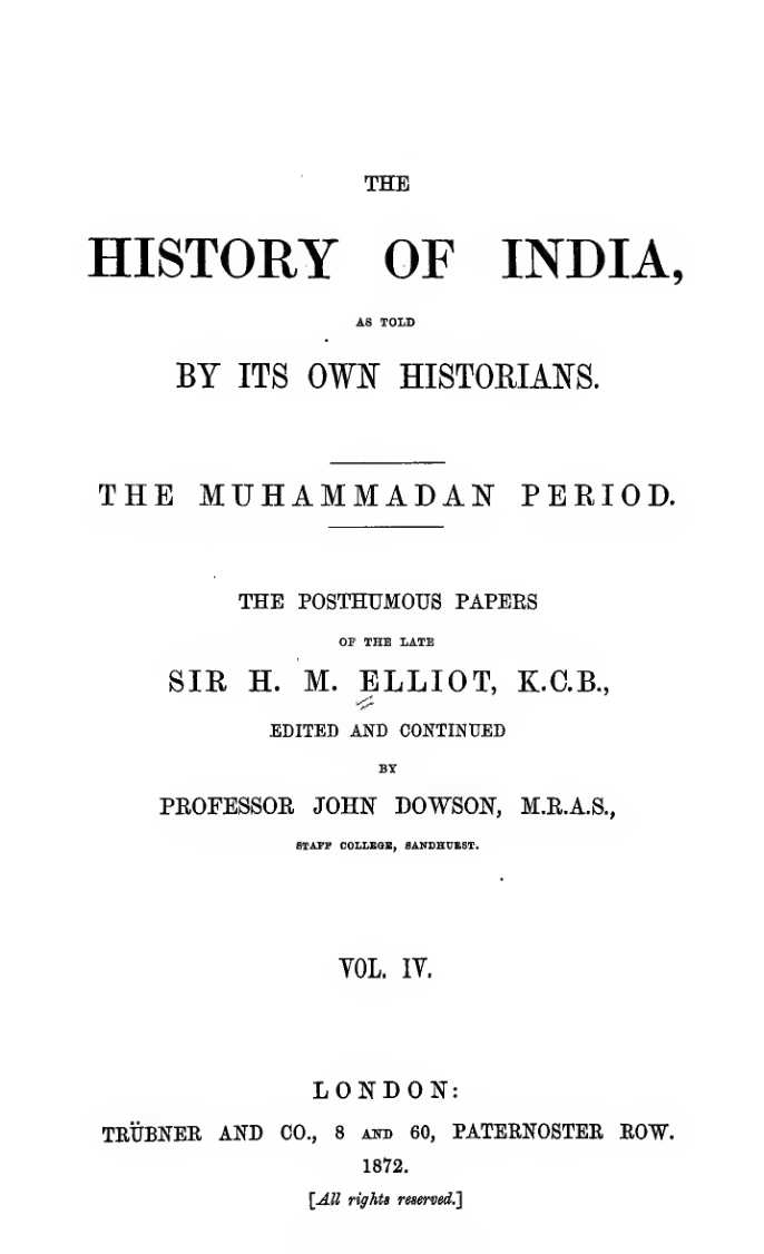 The History Of India As Told By Its Own Historians Vol-4