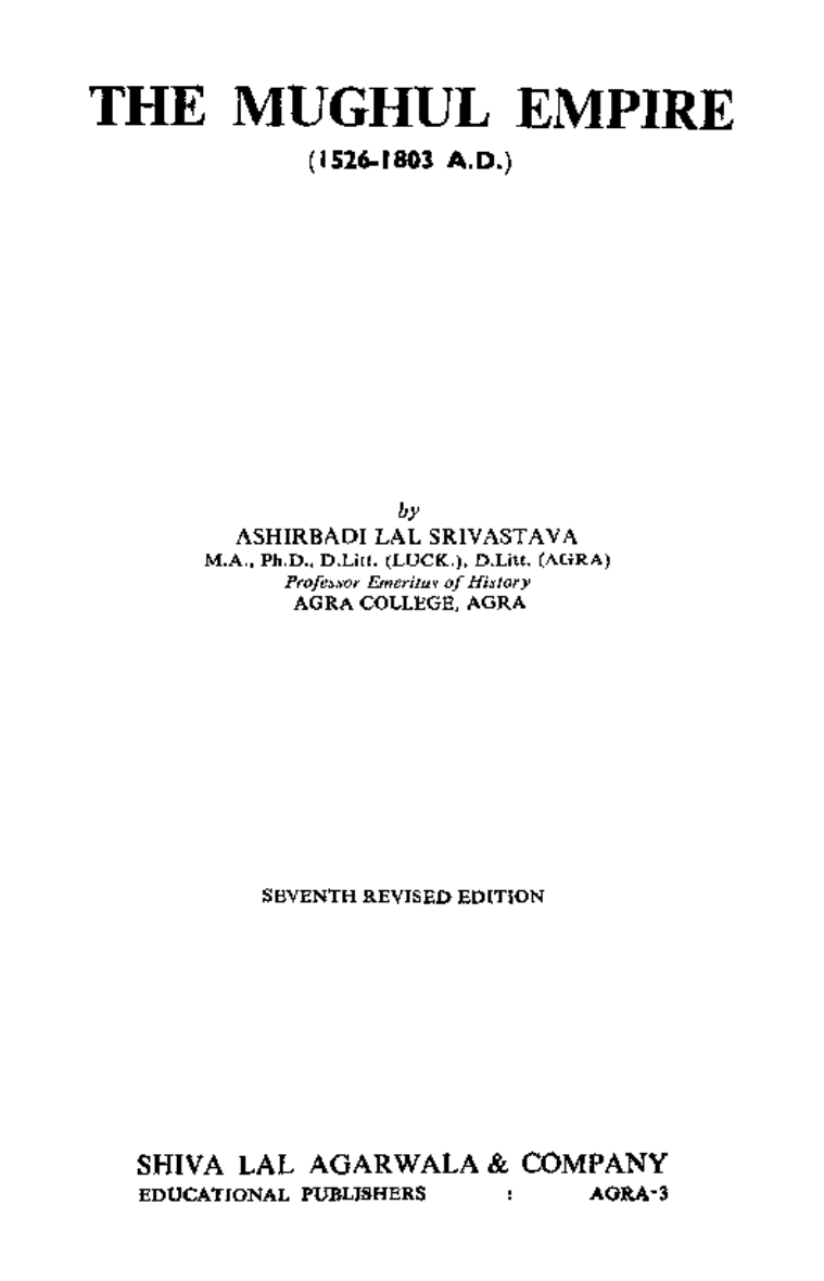THE MUGHUL EMPIRE (1526-1803)