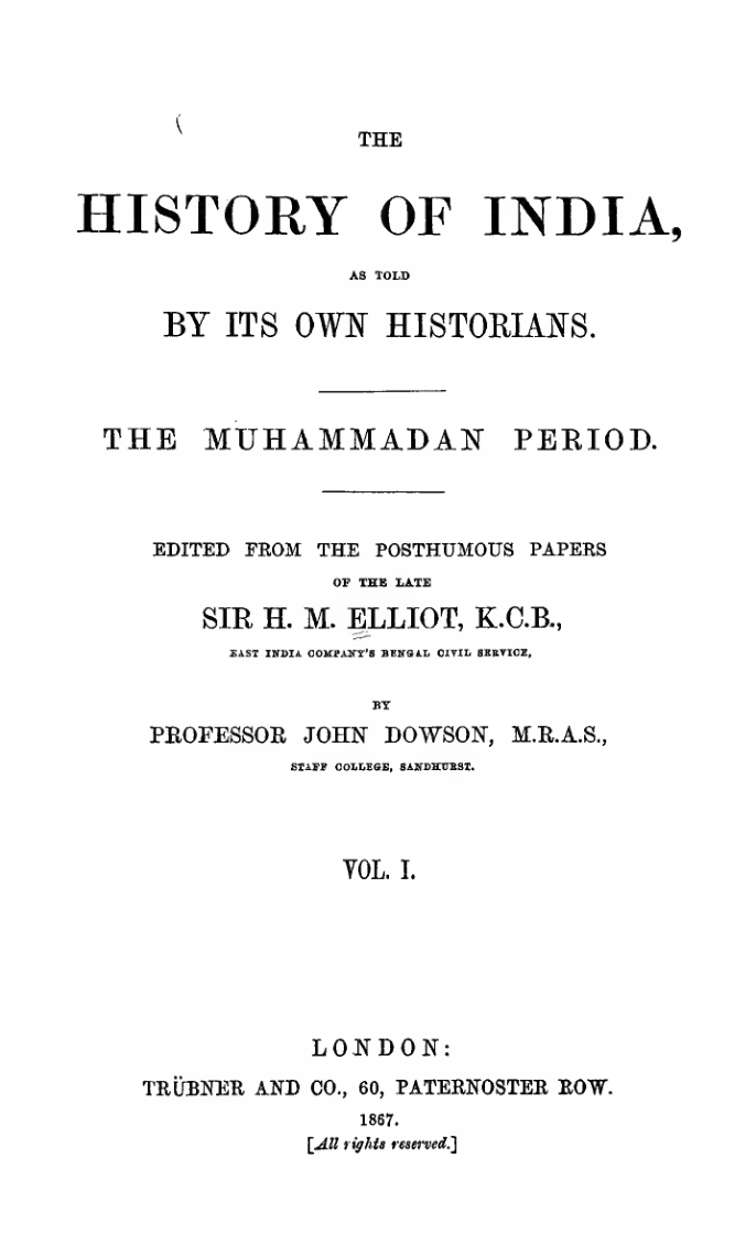 The Muhammadan Period Vol.1