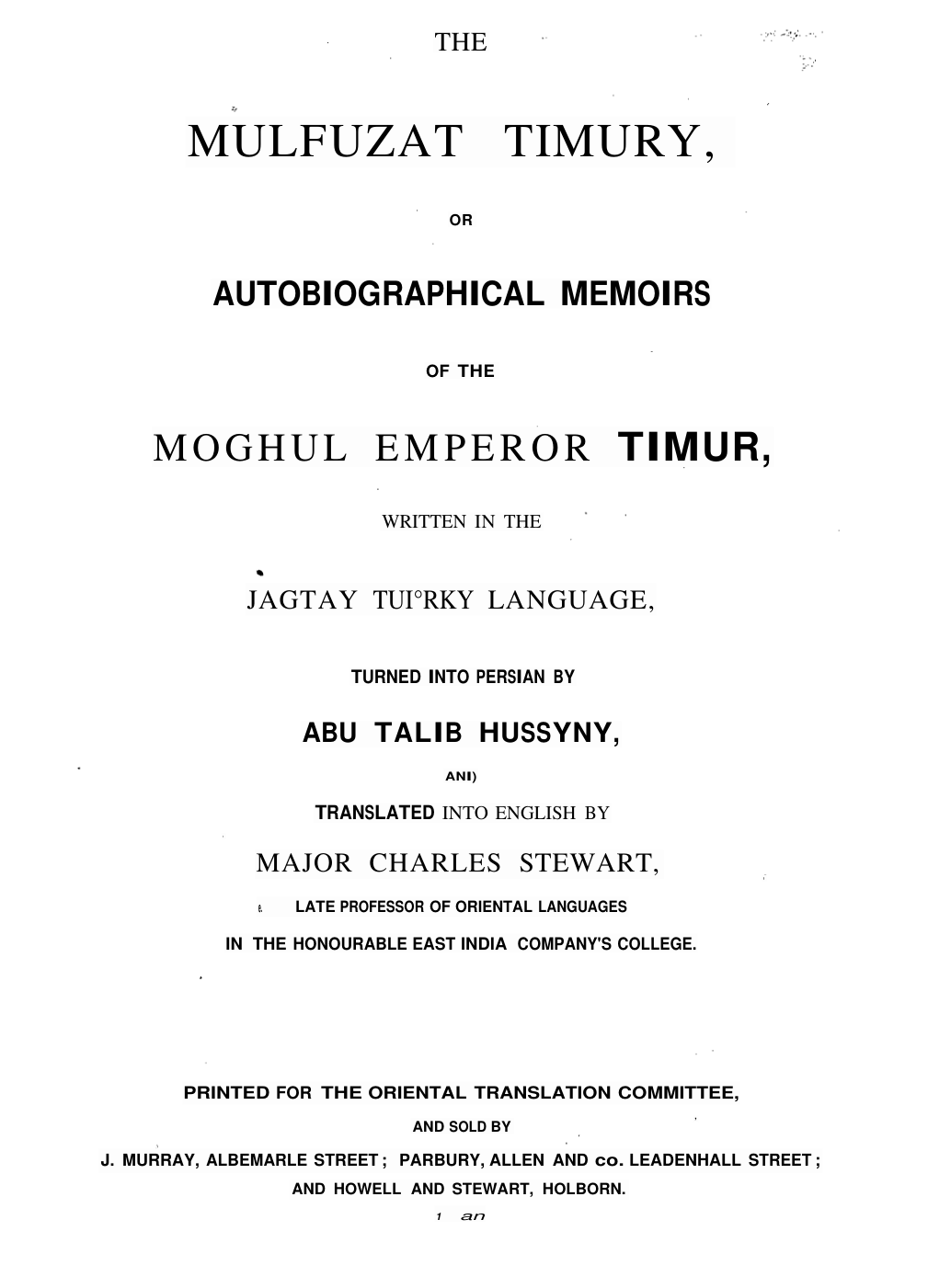 The Mulfuzat Timury (Timur)